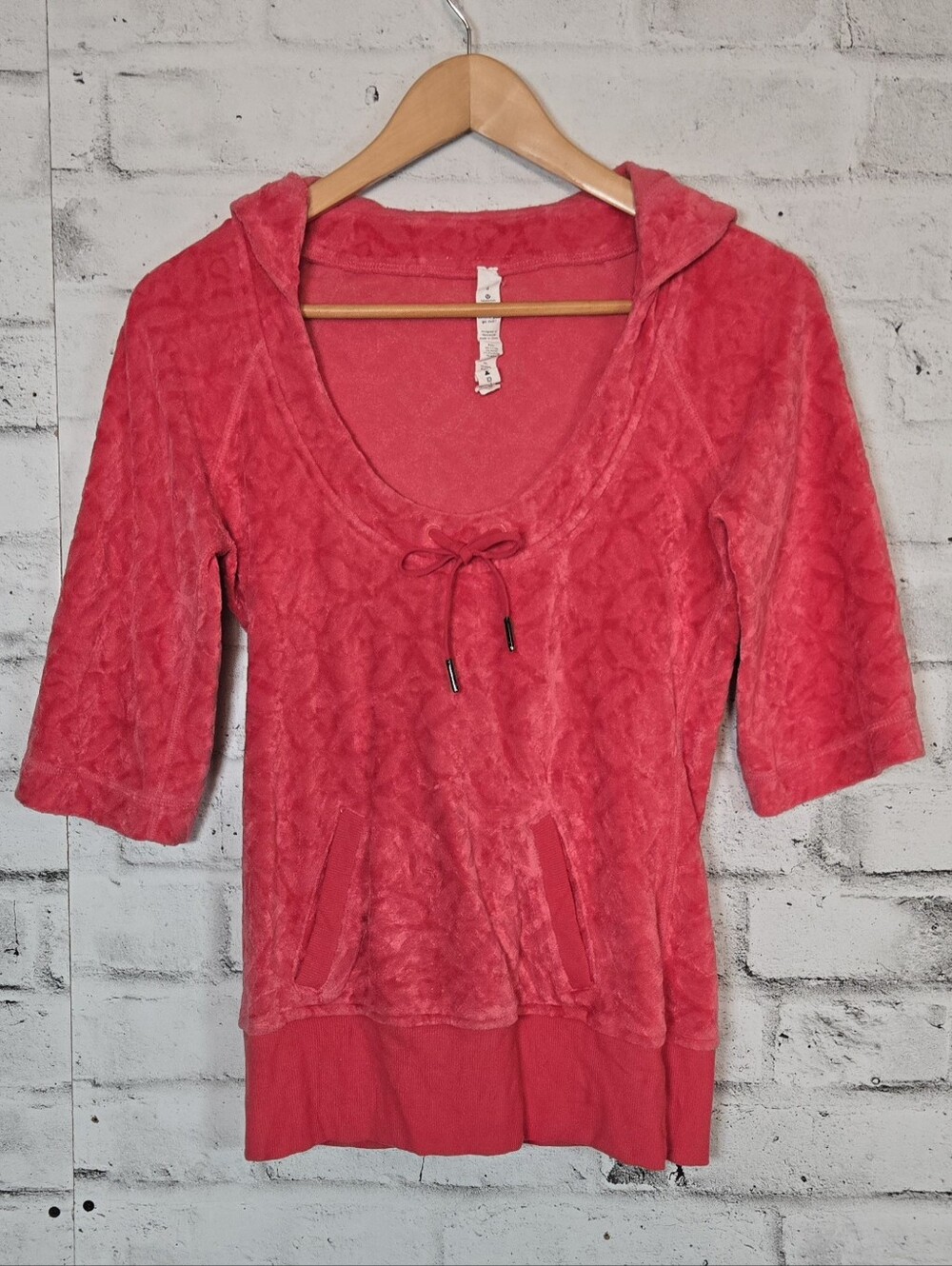 Lululemon Athletica Pink Velour Hooded Pullover Top Size 6